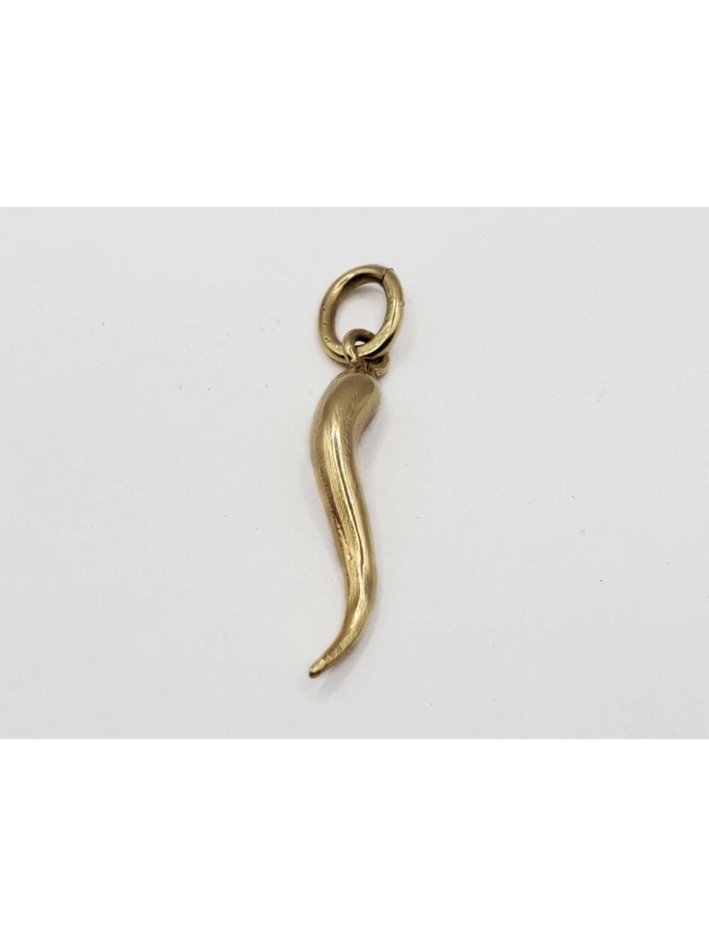 Italian Cornicello Horn Luck Charm Pendant 1-1/4" 18k Gold